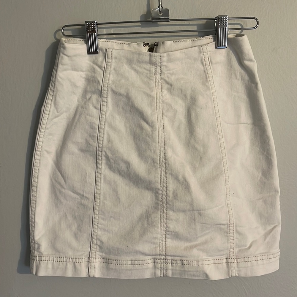 Free People White Denim Skirt